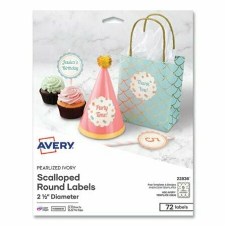 AVERY DENNISON LABEL, SCALLOP, RND, 72PK, PR 22836